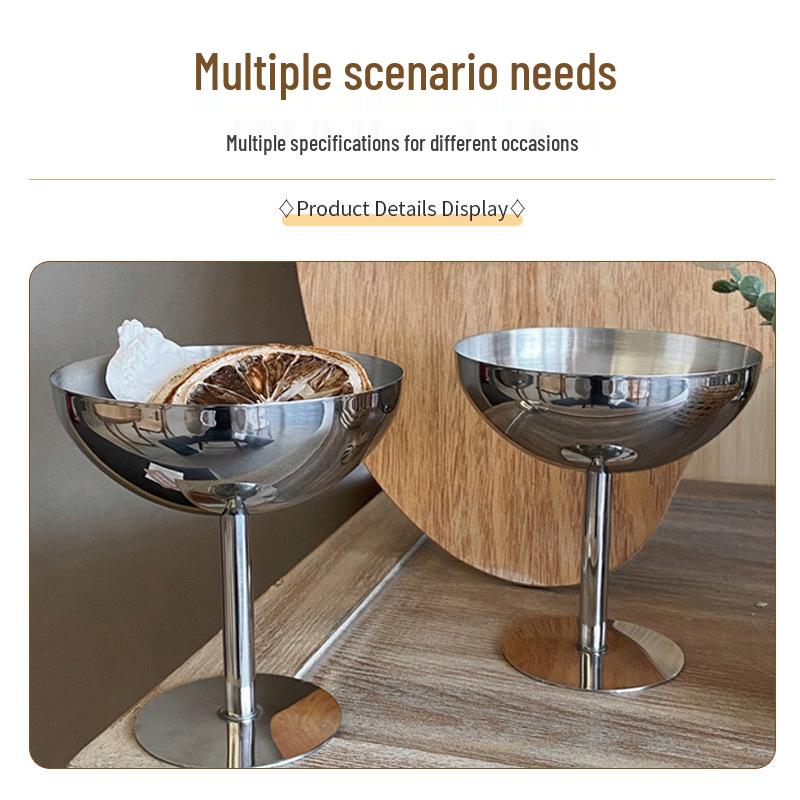 Stainless Steel High-Footed Ice Cream and Dessert Cup for Western Tableware and Afternoon Tea