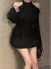 French Elegant Black Dress: 2026 New Style - Slimming, Versatile, Waist-Cinching, Short Skirt