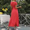Women's Dresses Casual Elegant Waisted Polka Dot Split V-Neck Short Sleeve Dresses