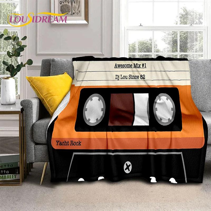 Padrão de Fita Cassete de Música Retrô Manta 3D, Manta Macia para Casa Quarto Cama Sofá Piquenique Viagem Escritório Cobertura Manta Criança