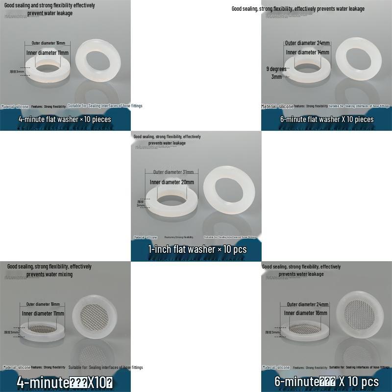 4-Minute Water Heater Seal: Silicone and Rubber Gaskets for Shower, 6-Point Inlet Pipe, 1-Inch Water Meter