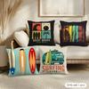 Surfen Patroon Kussenhoes Zacht Kort Pluche Kussenhoes Gladde Gezellige Textuur Esthetische Kussenhoes Woondecoratie