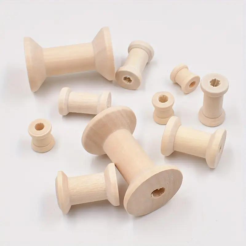 

10pcs Wooden Spools of Crafts Wood Thread Spools Wooden Textile Bobbin for Organizing Cord Twine Ribbon Chains Elastic Threads 15x13mm
