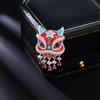 Elegant Chinese Lion Brooch: High-End Women's Festive Niche Design Accessory for New Year Celebrations