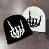 Skull Finger Knit Hat With Warm Acrylic Material For Streetwear Winter Fashion