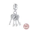 Copper Heart-Shaped Key Lock Forever Chain Car Keys Dangle Charms Beads Pendant Fit Bracelet Necklace Diy Jewelry