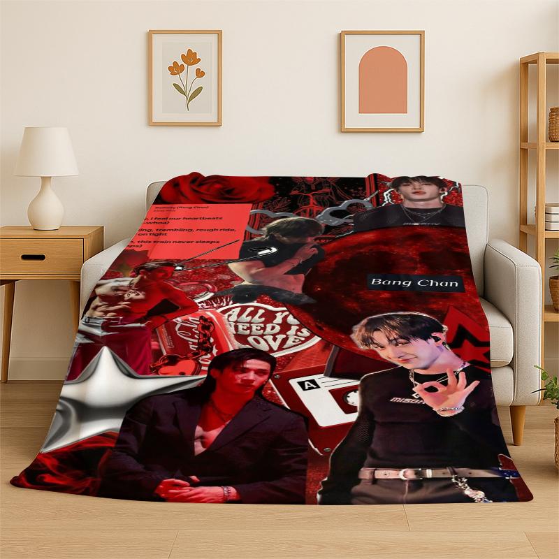 Kpop Bang Chan Stray Kids Musik Flanelldecke Weiche Warme Überwurfdecke für Schlafzimmer Wohnzimmer Bett Reise Camping Picknick Geschenk