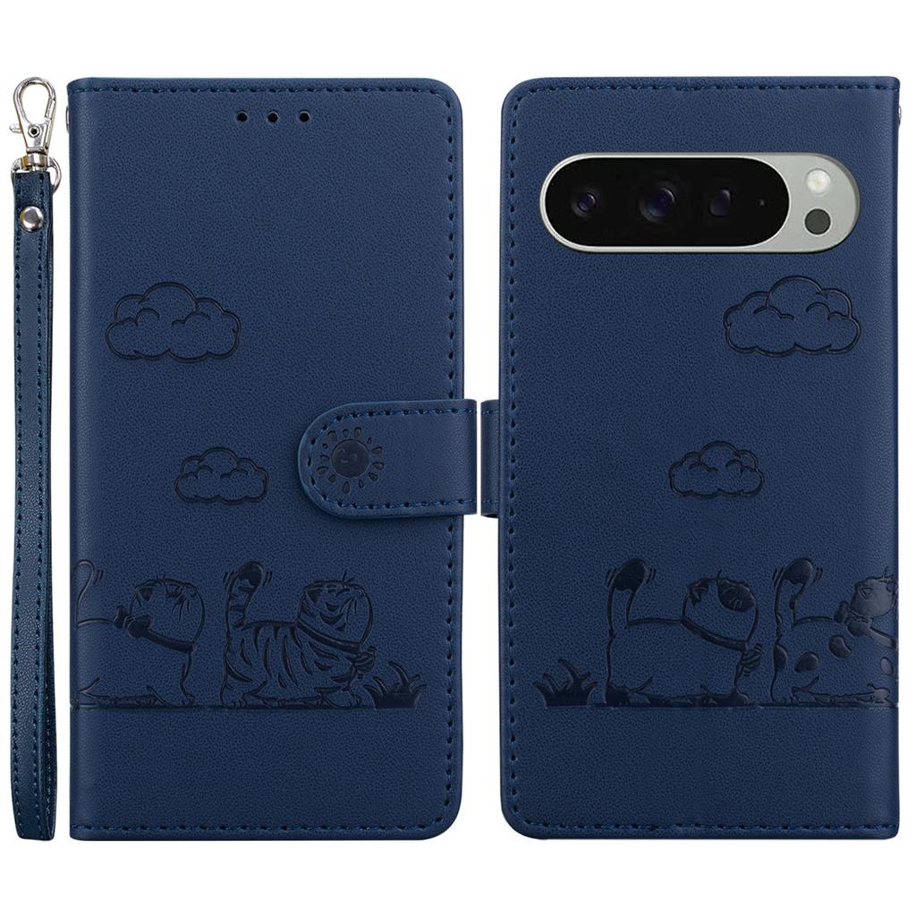 Dla Google Pixel 9 Pro/Pixel 9 Etui Blokujące RFID Wzór Kotka TPU+Skóra PU Pokrowiec na Telefon