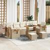 Set of 10 Pieces of Garden Sofa with Beige Cushions Poly Rattan Acacia 3363161