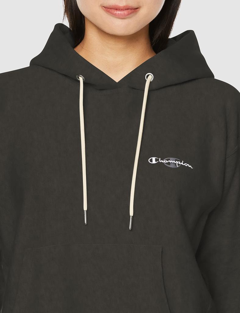 Champion Long Sleeve Cotton 10oz Script Logo Reverse Weave Hooded Sweatshirt Off Size M Women's 100% (CW-X101), Black,