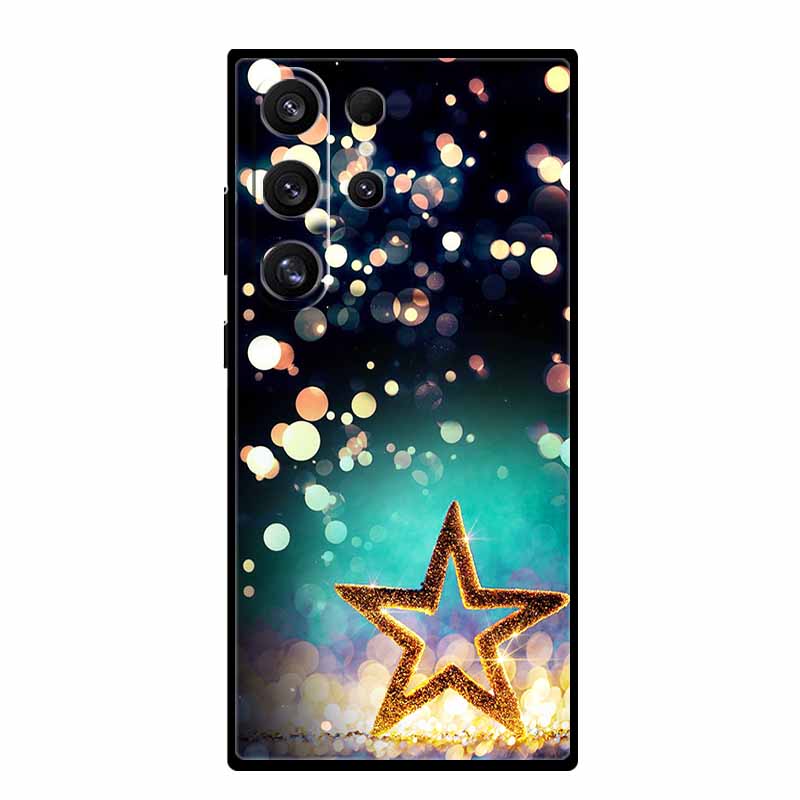 For Samsung Galaxy S25 Ultra Cover Lion Tiger Black Silicone Painted Starry Cat Case For Galaxy S24 S23 S22 S21 Ultra TPU Shell