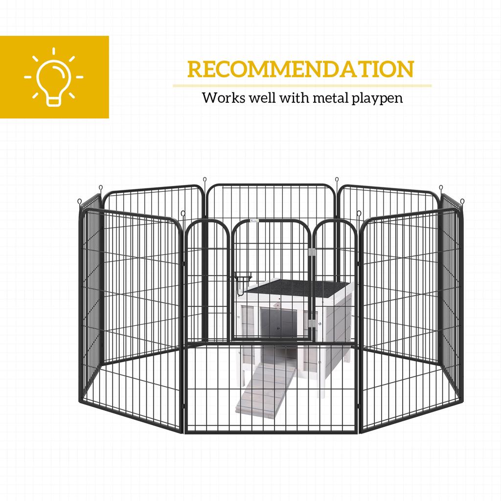 Rabbit Hutch Rabbit Cage with Ramps/Door, Opening and Waterproof Roof - In Fir Wood 51 X 42 X 43 Cm Grey and White