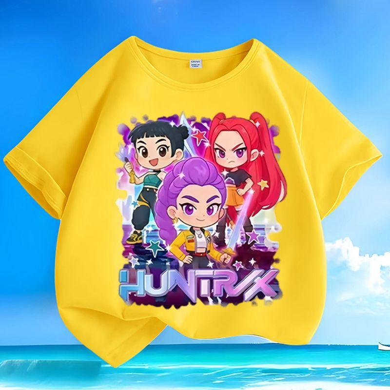 Girls' Loose Witch Girl Group Top for Summer Children's Casual Short-sleeved Pure Cotton T-shirt