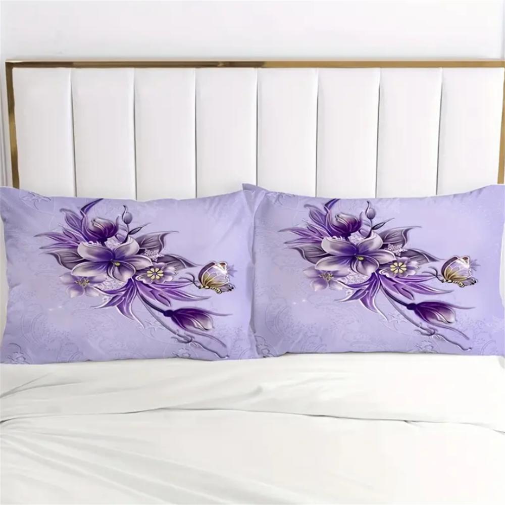 2/3pcs Elegant Butterfly Petal Flower Fitted Sheet Set - 100% Polyester, Soft, Breathable, Hypoallergenic, and Wrinkle-Resistant