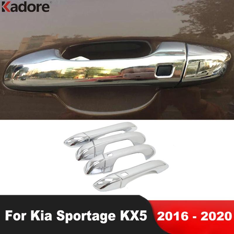 For KIA Sportage 2016 2017 2018   Chrome Door Handle Cover Trim Car Side Door Handles Catch Cap Overlay Accessories