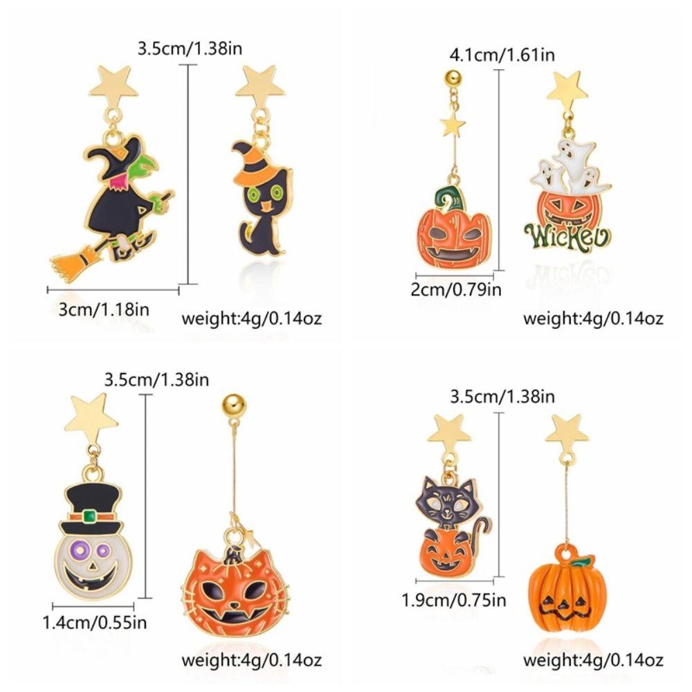 Enamel Halloween Earrings Star Pumpkin Dangle Earrings Exaggerated Ghost Ear Studs  Party