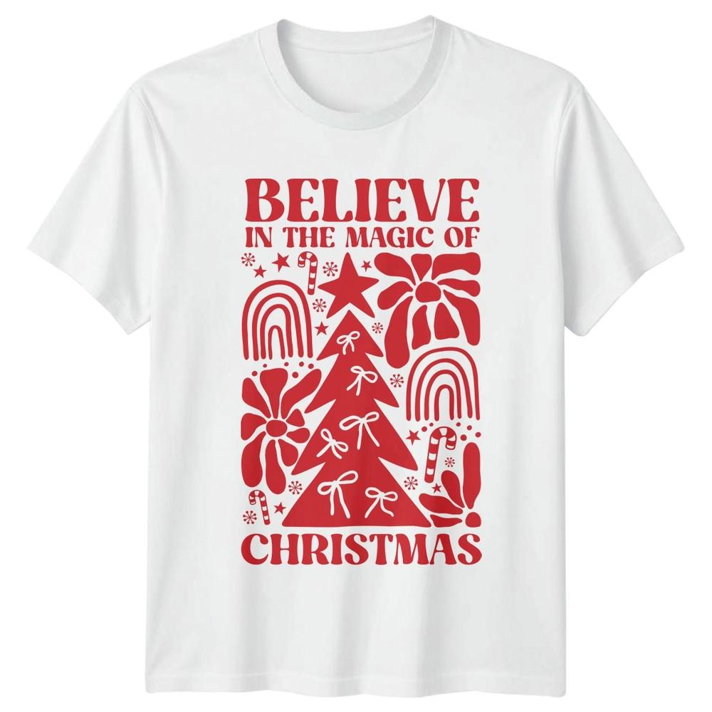 Believe In The Magic Of Christmas Holidays Tee Unisex Unisex Retro Graphic S