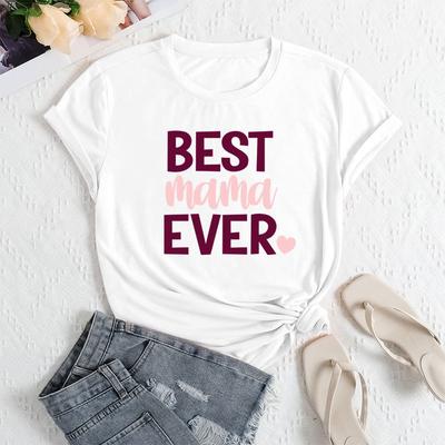 Sommer Damen Buchstaben bedruckt Rundhals Locker Lässig Reine Baumwolle Kurzarm T-Shirts Damen