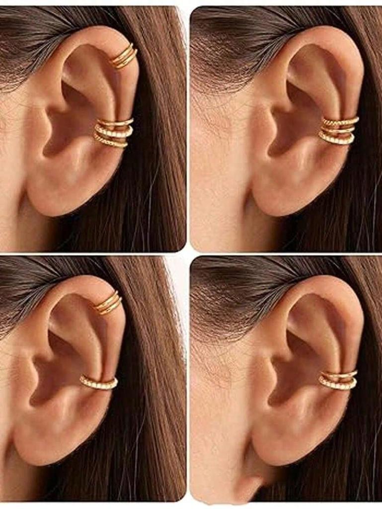 4-Piece Non-Pierced C-Shaped Ear Bone Clips - Suitable For Female Non-Pierced Ear Holes, Adjustable Clip-Type Cartilage Earrings