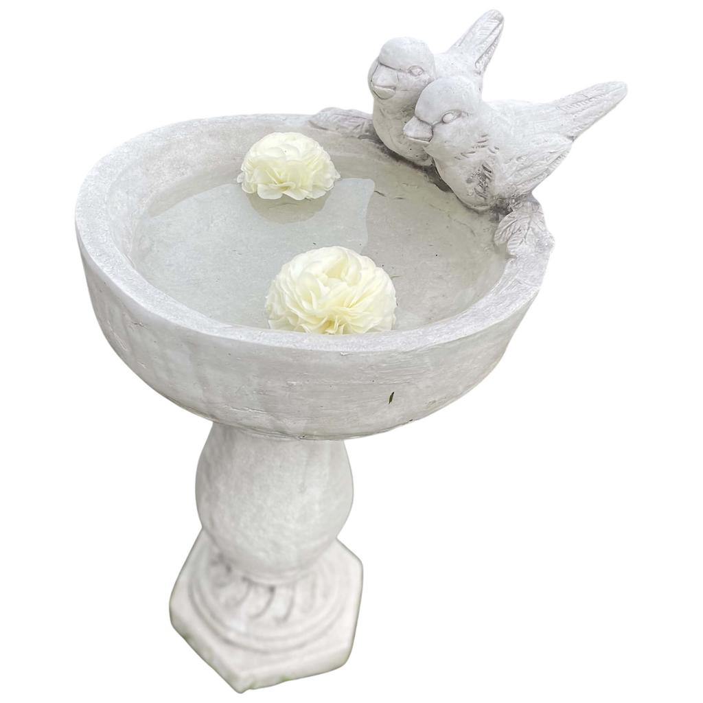 Concrete Bird Waterer with Decorative Column for the Garden