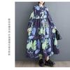 Loose and Thin Fashion Long-sleeved Printed Mid-length Dresses