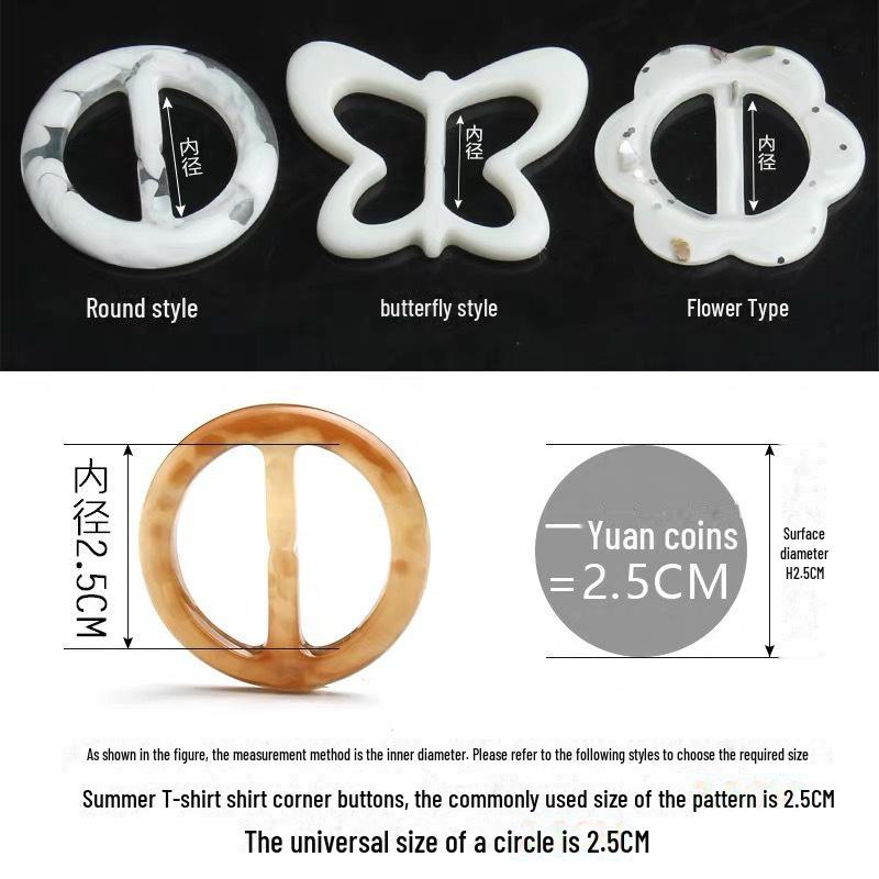 Resin Adjustable Japanese T-Shirt Knot Waist Buckle with Three-Speed Button & Scarf Clip