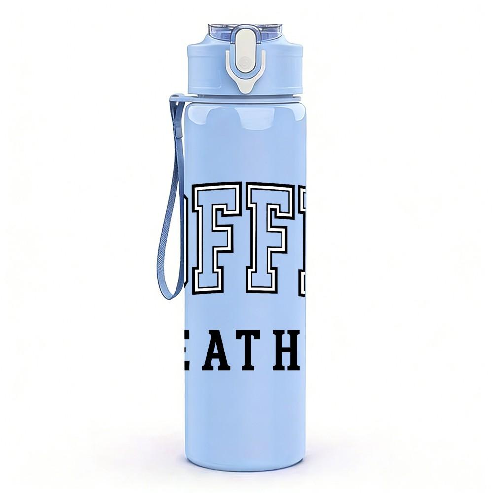 1PC Coffee Weather Bold Letter Print 750ml Color Plastic Sports Water Bottle Leakproof Flip Straw Lid Suitable for Sports Office Home Use