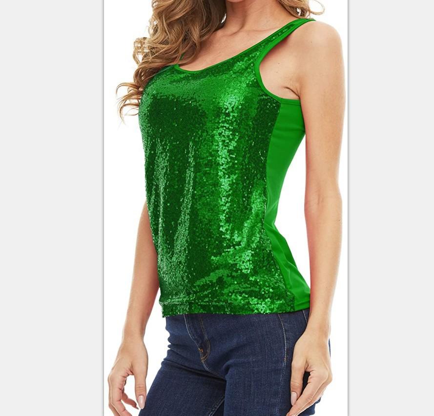 Women's Shine Sequins Decorative Vest Waist Type