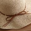 Damen-Strohhut mit breiter Krempe Koreanischer Stil Faltbar Schleife Kreuzgrenze Frisch Strandurlaub Sonnenhut Ausgeschnitten Atmungsaktiv Gewebter Hut