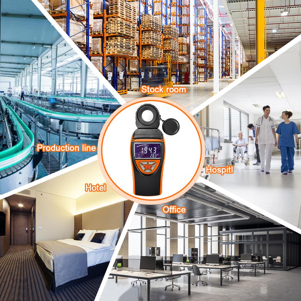 Digital illuminance meter,High accuracy and fast response,Light detector: used for light detection,LCD display,1-400,000Lux
