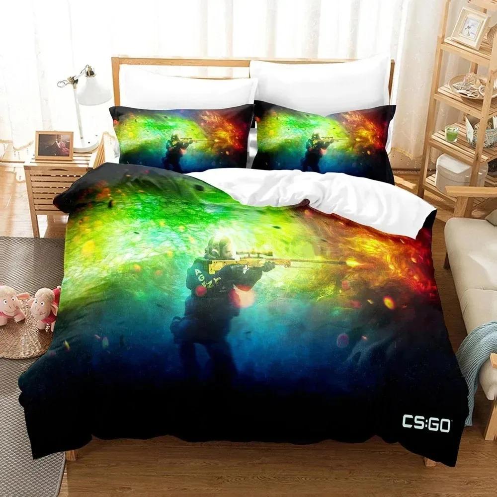 Shoting Game Csgo Beding Set Soft Duvet Cover Bedrom Warm Comforter Covers Single Twin King-Sized Dimensionsd Dimensions Comfortable Quilt Cover Home