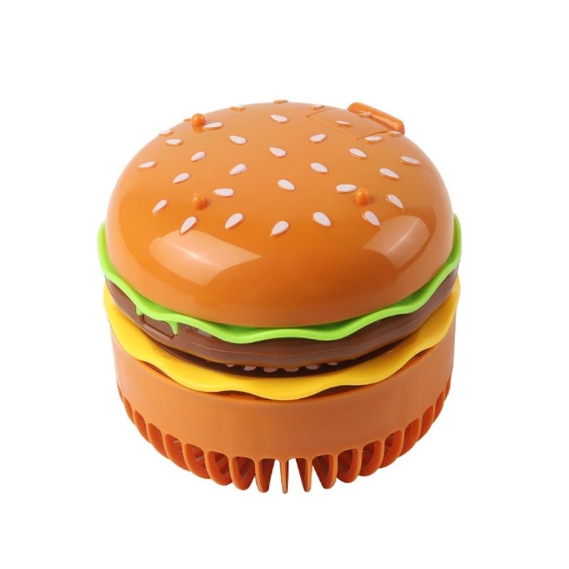 Portable Hamburger Shaped Mini Fan With 2 Battery Power For Desktop Or Handheld Use In Home Office Or Outdoor