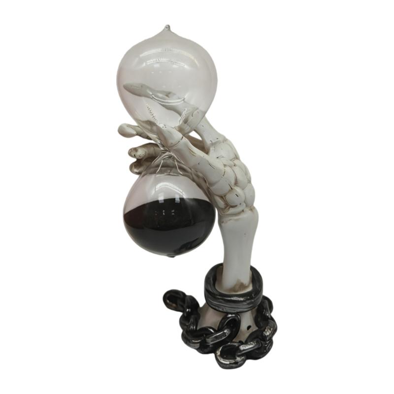 Resin Skull Sand Timer Statues Collectible Figurines Decorative Ornament Scary Halloween Decorations for Home Office