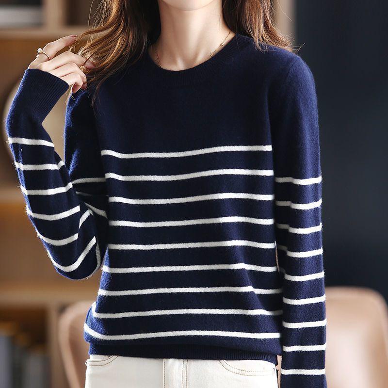 Autumn and Winter New Women's Warm O-neck Pullover Knitted Sweater Korean Fashion Long-sleeved Loose Thin Inner Top