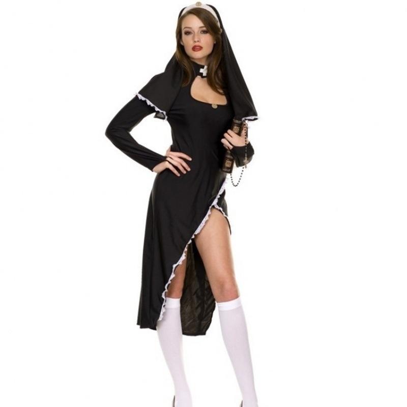 Stylish And Alluring Women's Sexy Nun Costume For Role Play And Halloween Fun