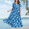 Women Casual Loose Bohemian Floral Dress Short Sleeve Long Maxi Summer Beach Swing Dress