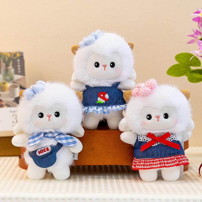 Cute Lamb Plush Pendant Fluffy Soft Stuffed Sheep Charm 1Pcs for Handbag Purse Decoration Girls Daily Gift
