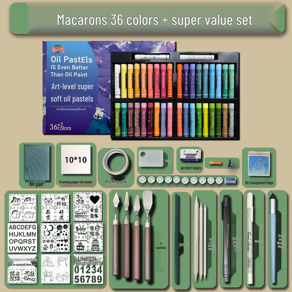 48-Color Super Soft Oil Pastels Set with Scraper - Child's Painting Kit
