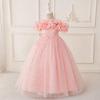 Girls' One-Shoulder Beaded Puff Skirt Evening Dress for Weddings