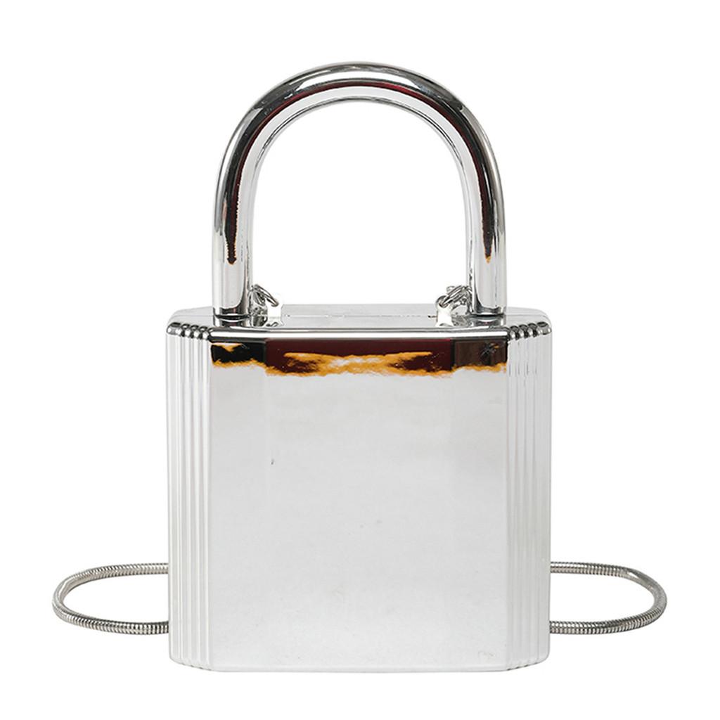 

Женская сумка-клатч на цепочке через плечо, однотонная, с дизайном в форме замка, для банкета серебряный