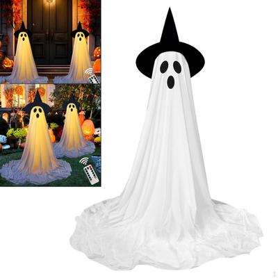 Izzó fehér szellem kísértetiesen gyönyörű halloween-dísz Imádnivaló, ijesztő, álló kísértet