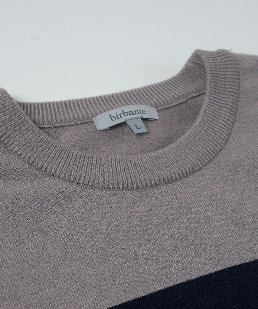 BIRBANTE Soft Washable Round Knit - Charcoal Stripe