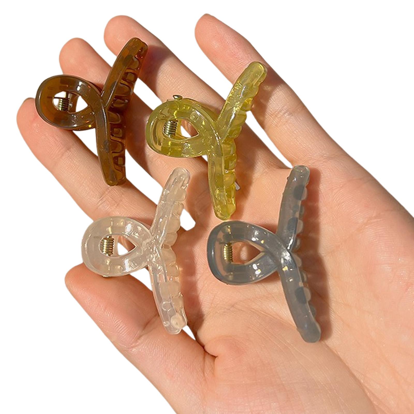 

4pcs Portable Plastic Hairpin Translucent Jelly Design 4.5CM Compact Size For Loose Strands And Casual Hairstyles