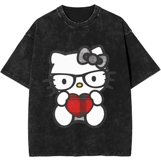 Hello Kitty Rock Washed T-Shirt for Women Amazing Cotton T-Shirt Fashionable Summer Trendy Brand designer clothing lovel_clothing designer tops women4