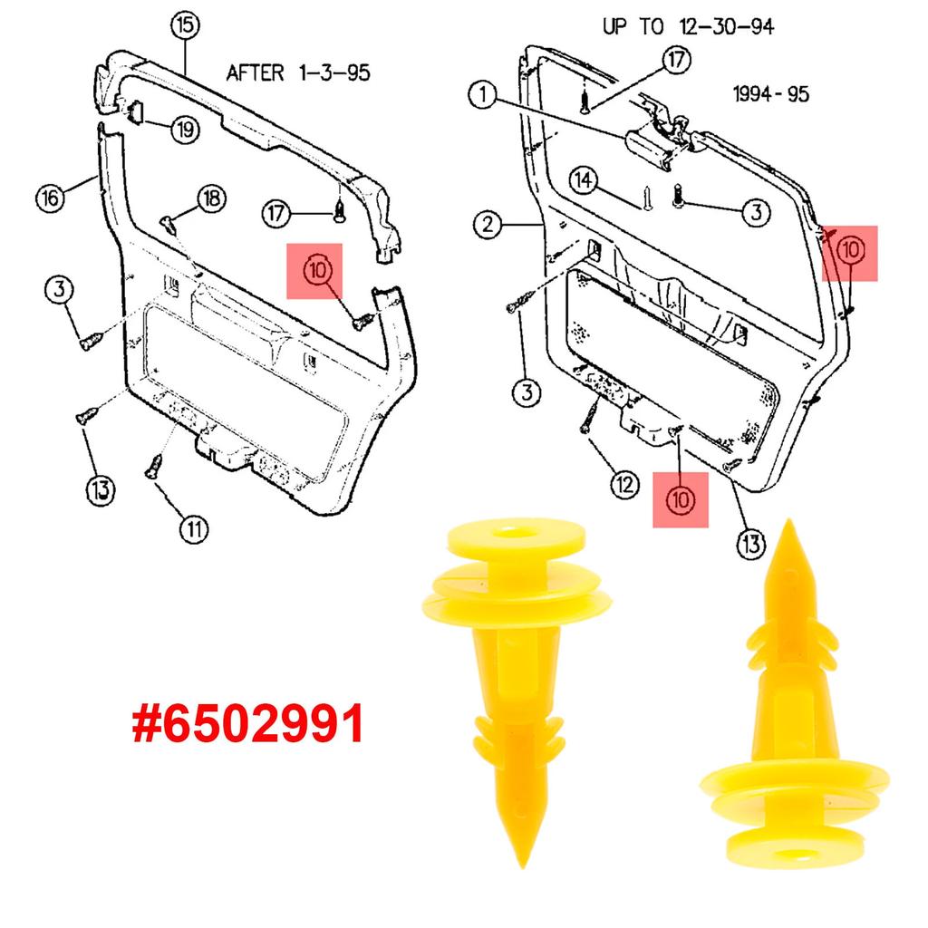 6502991 For WJ Jeep Grand Cherokee Chrysler Mini Vans Cirrus Dodge Stratus Car Tail Door Panel Clip Fastener Retainer Rivets