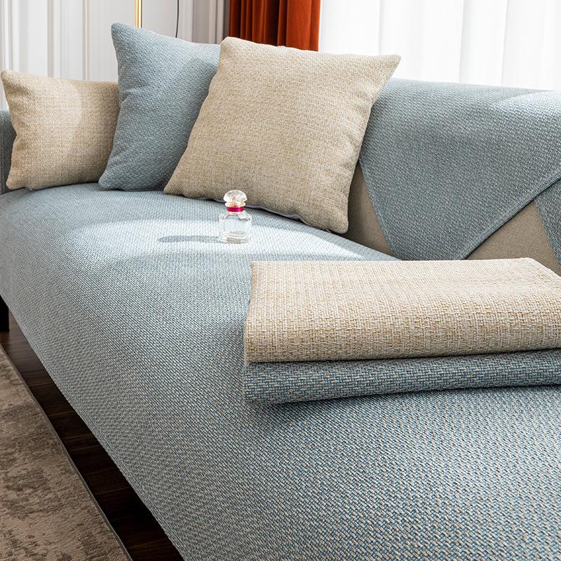 Sofakissen aus Baumwollleinen im japanischen Stil für das Wohnzimmer, für alle Jahreszeiten, universell einsetzbar, einfarbig, Handtuch, rutschfester Sofabezug