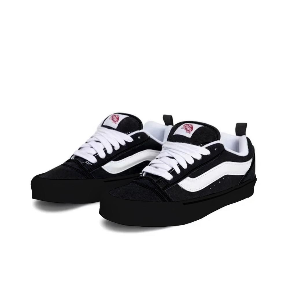 Vans Knu Skool Slip Resistant Abrasion Resistant Low top Skateboard Shoes Unisex Black White VN0009QC6BT1(Team613-)