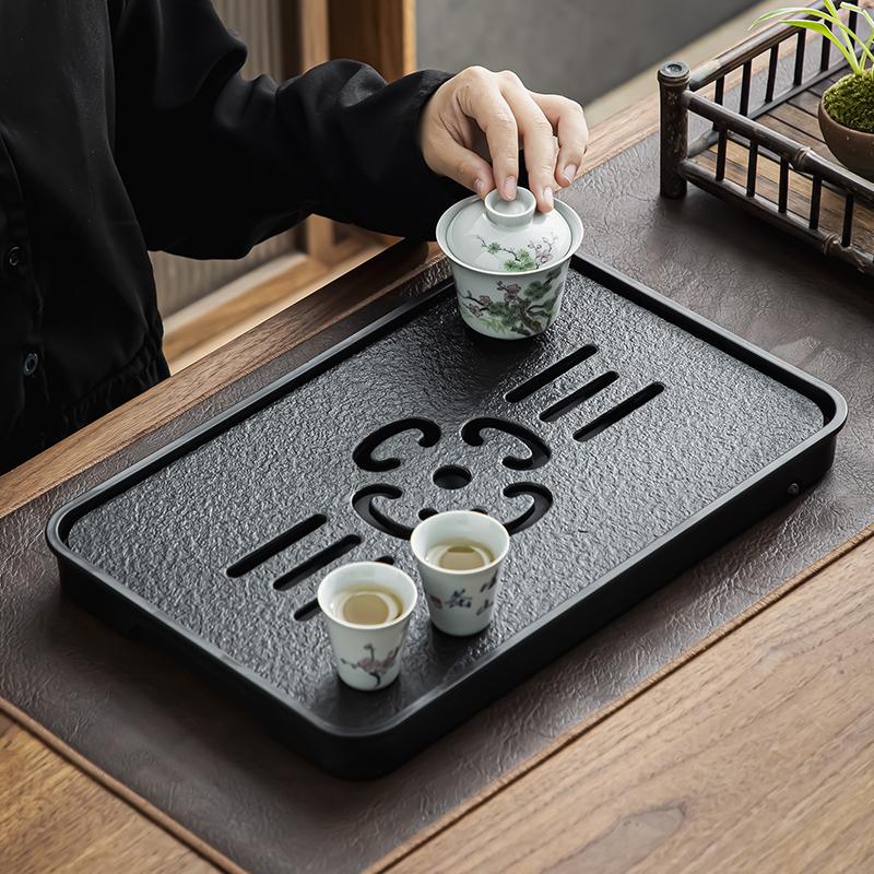 Chinese Dry Bubble Tea Tray Modern Tea Table Home Decoration Imitation Black Stone Water Storage Tea Tray Water Storage Row