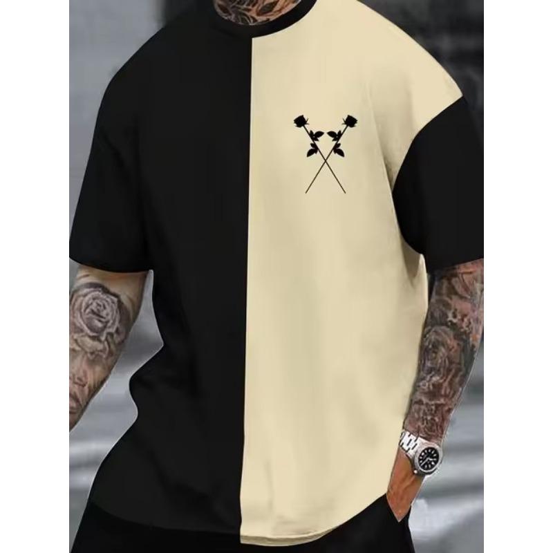 

Футболка Мужская одежда Модные футболки с 3D-принтом Letter&Flower Harajuku с коротким рукавом Повседневная мужская одежда больших размеров 6XL