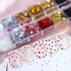 12Grids 3D Mini Heart/Star Nail Glitter Sequins 1mm Holographic Love Pentagram Flakes Sparkling Nail Art Decorations Paillettes